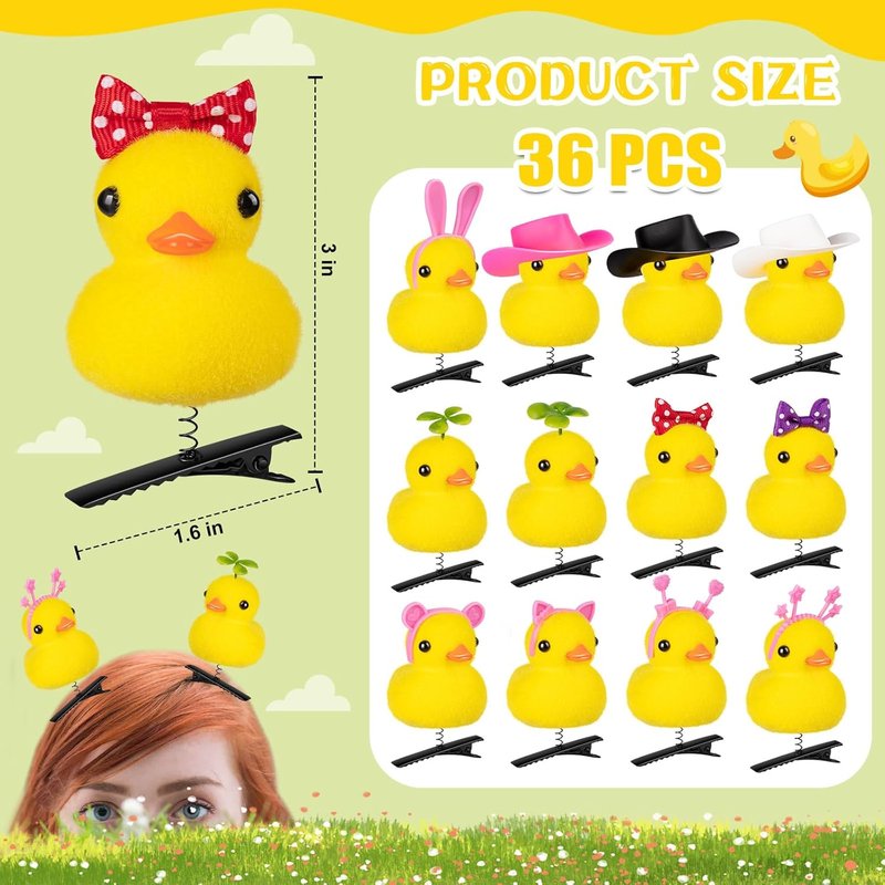 Cute Duck Hair Clips - 36 Pcs Colorful Rave Accessories for Festivals | Party Props