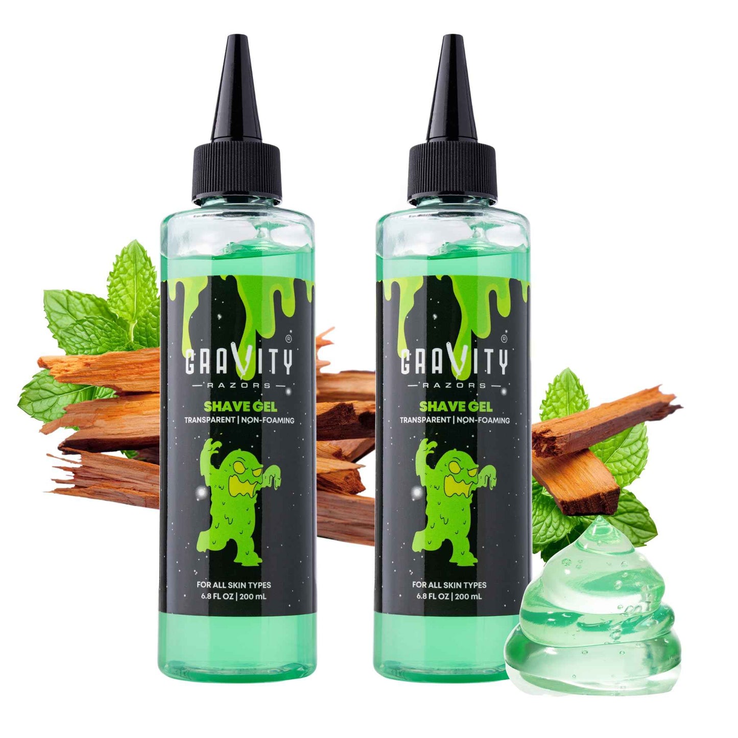 Non-Foaming Shave Gel for Men - Professional Barber-Grade Shaving Gel, Moisturizing & Skin Replenishing, Smooth Close Shave. 6.8 oz, Sandalwood scent (2-Pack)