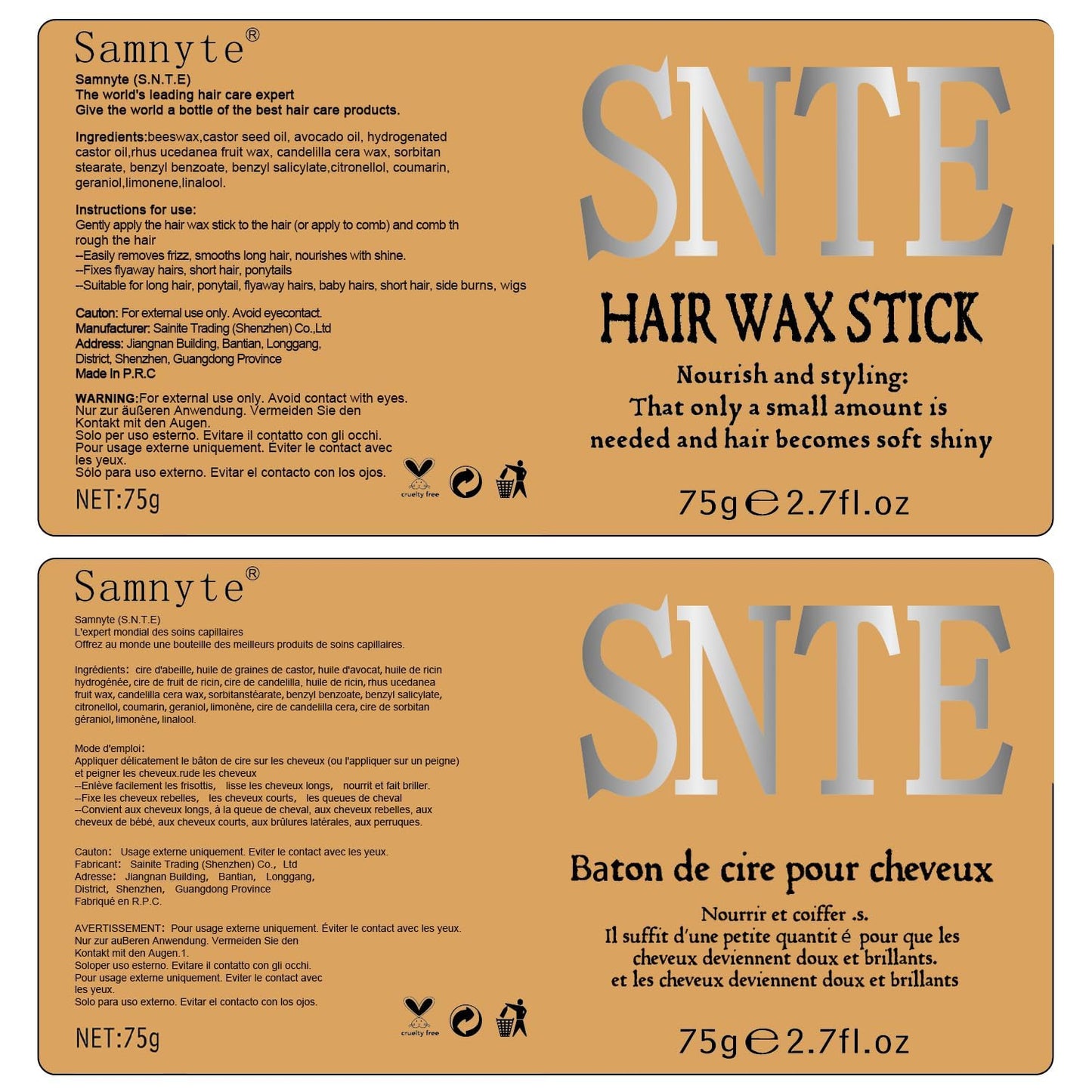 Slick Back Hair Brush, Hair Wax Stick Set - Boar Bristle Brush for Fine to Medium Hairs - Smooth Flyaways, Frizz & Baby Hairs, Sleek Ponytails Buns Updos
