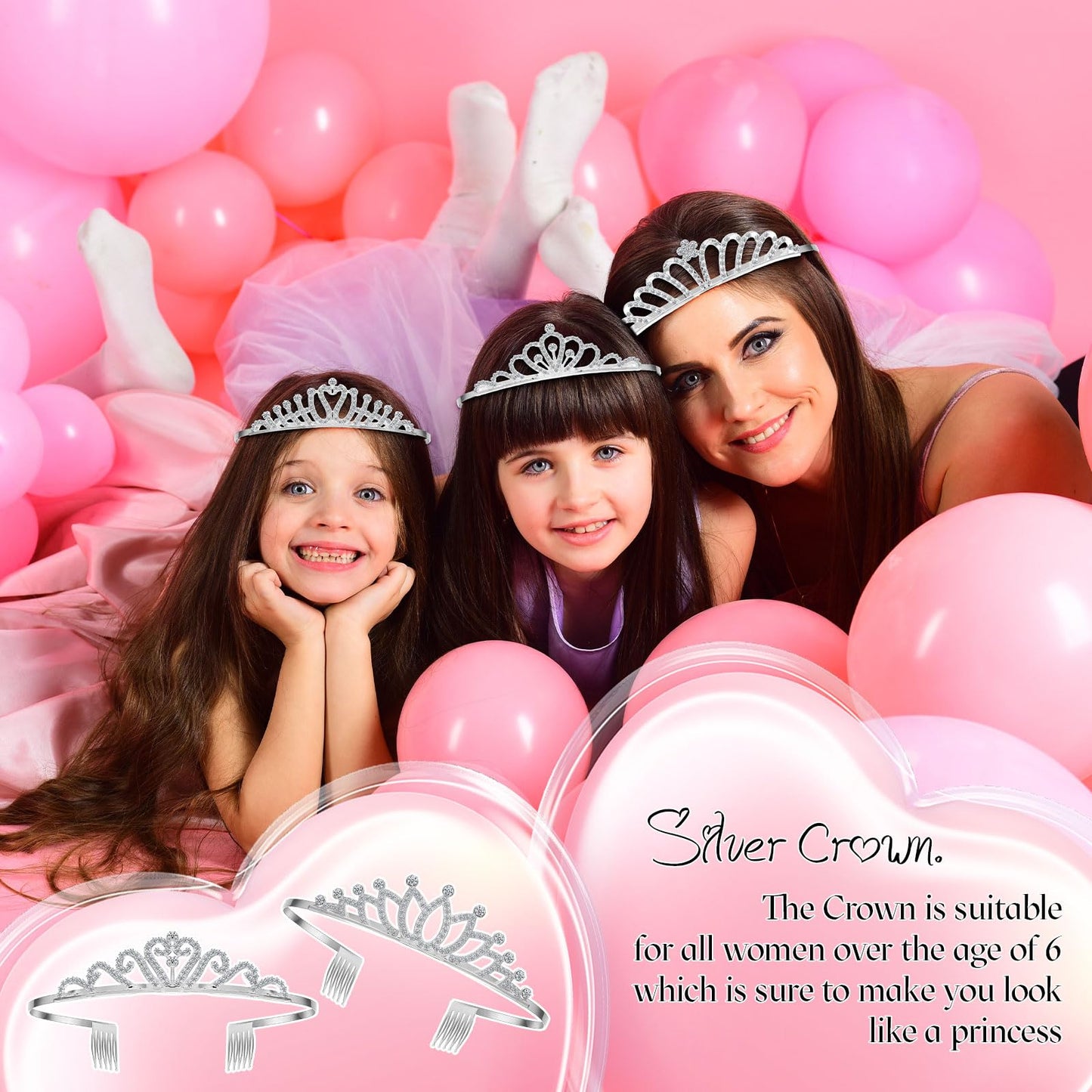 Yuefunny 24 Pcs Crystal Tiara Crowns for Women Bulk Rhinestone Princess Headband Crown with Combs Tiaras for Pageant Bridal Shower Wedding Birthday Prom Party Gifts(Classic,Silver)