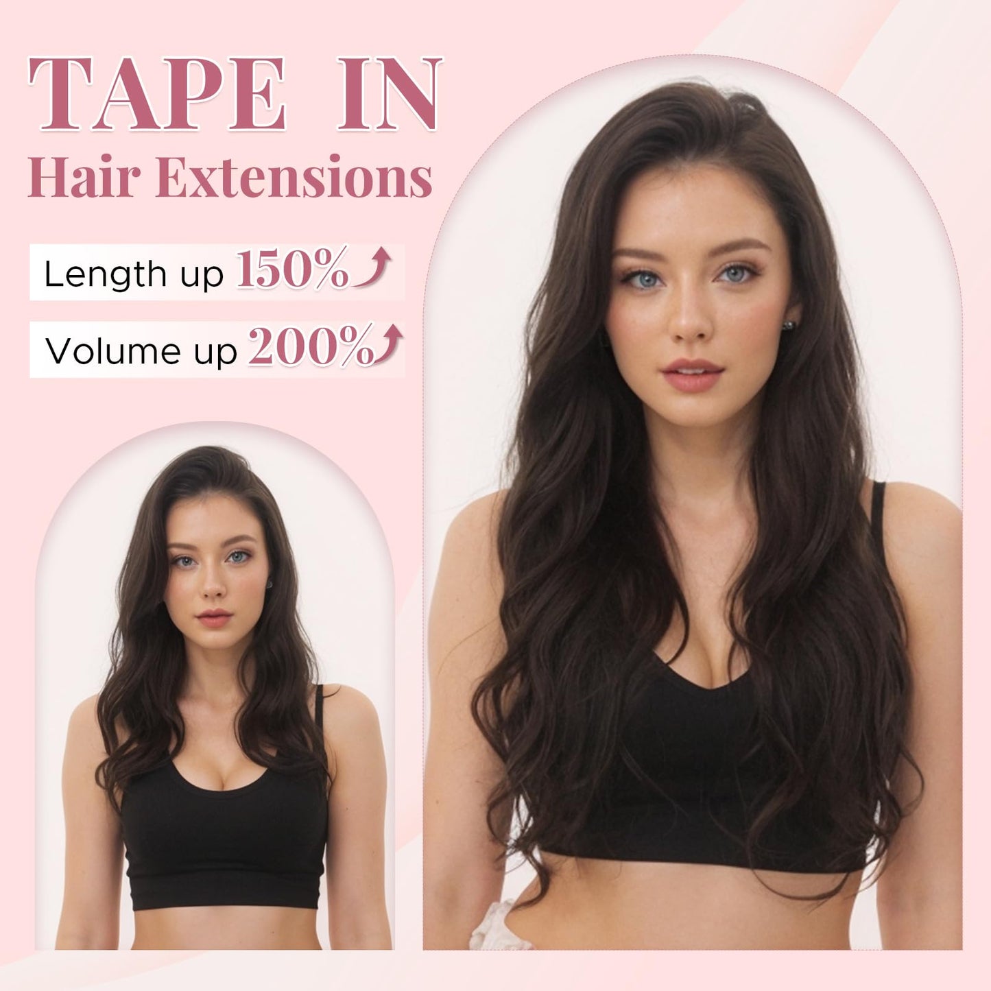 SEGOHAIR Wavy Tape In Hair Extensions Real Human Hair with Double-Sided Adhesive Professional Hair Extensions for Women 20pcs Body Wave 14 Inches #12P613 Golden Brown & Bleach Blonde