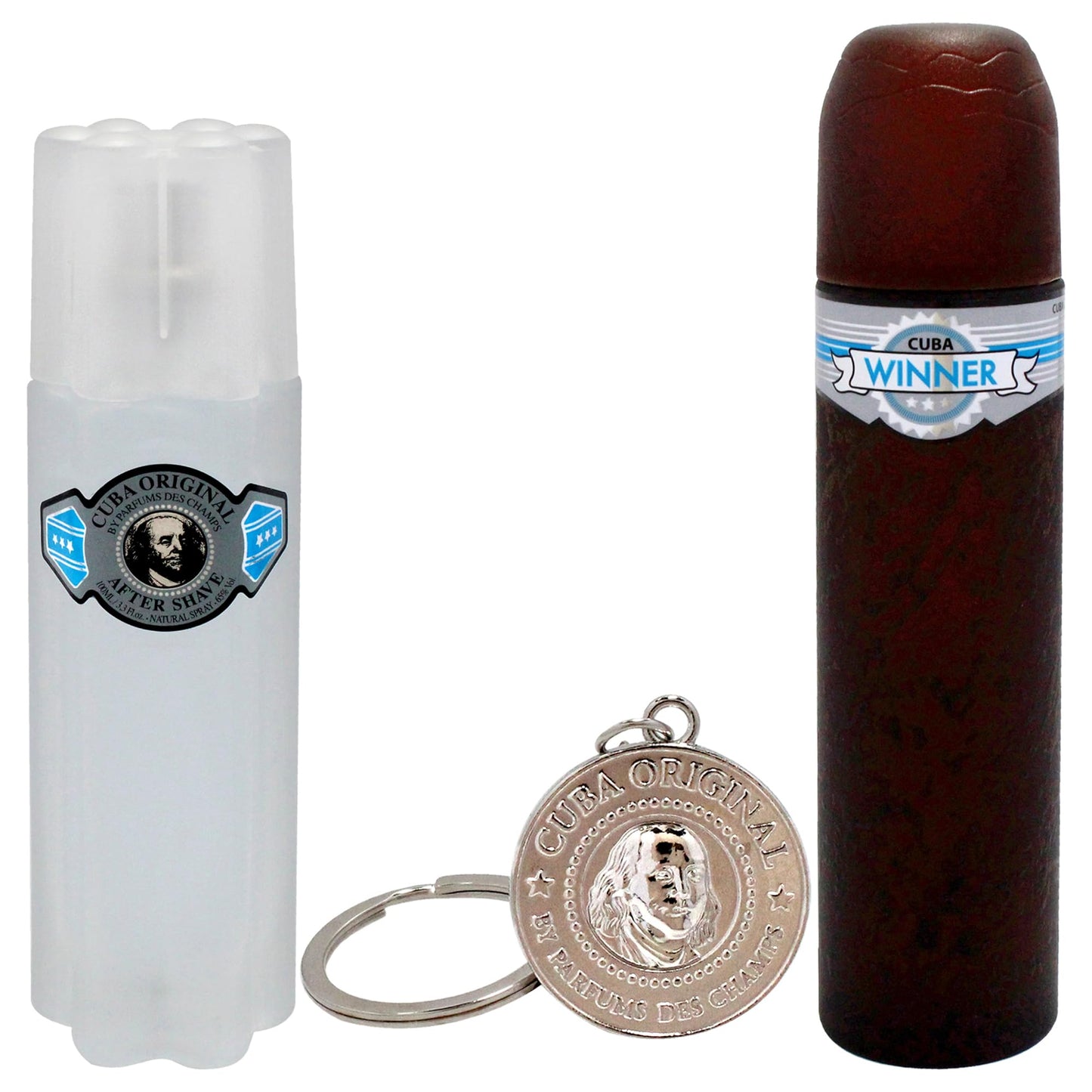 Cuba Winner 3 Pieces Gift Set for Men, (3.3 Ounce Eau de Toilette Spray + 3.3 Ounce After Shave + A Key Chain)