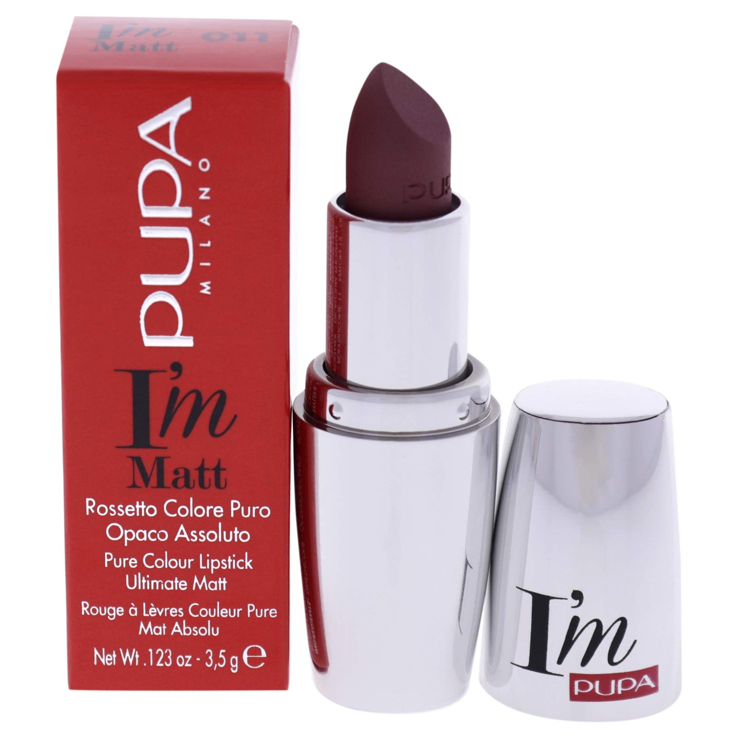 PUPA Milano I Am Matt Pure Colour Lipstick - Dresses Lips In Full, Deep Color - Matte, Velvety And Extremely Sensory Feel - Glides On Without Weighing Lips Down - 051 Blue Fuchsia - 0.123 OZ