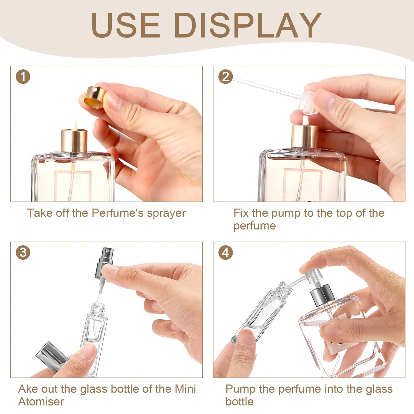 Domensi 30 Pcs 10/15/20/30 ml Perfume Travel Refillable Glass Bottles Spray Bottle Perfume Atomizer for Cologne Dispenser Leak-proof Fragrance Bottles Atomizer Pump Kit (20 ml,Gold,Silver,Black)