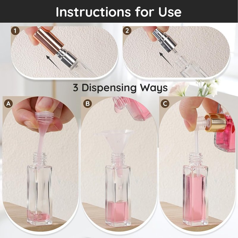 **40pcs 10ml Glass Perfume Atomizer Sprayers - Refillable Fine Mist Travel Bottles with Transfer Tool**