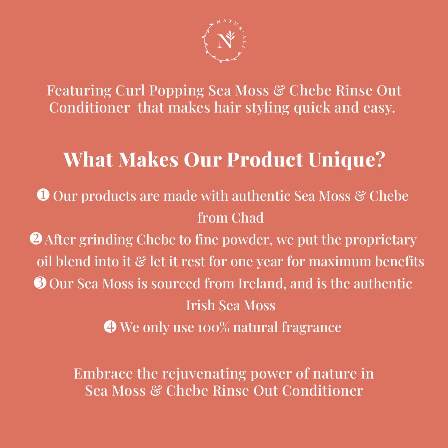 NaturAll Sea Moss & Chebe Anti Frizz Conditioner - Sulfate-Free Curl Hair Conditioner for Dry Hair - Detangles, Softens & Moisturizes Dry, Damaged Hair, Helps Reduce Breakage & Smooth Frizz (8.5 Oz)