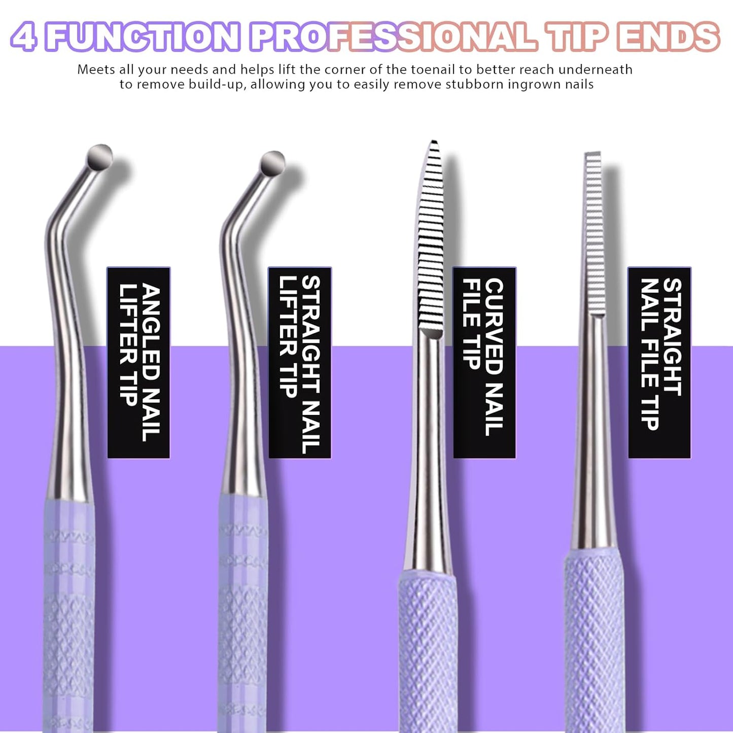 Teenitor Pedicure Tools for Feet, Toenail File and Lifters, Upgraded Professional Surgical Safe Ingrown Toenail Treatment Ingrown Toenail Removal Kit Ingrown Toenail Tool