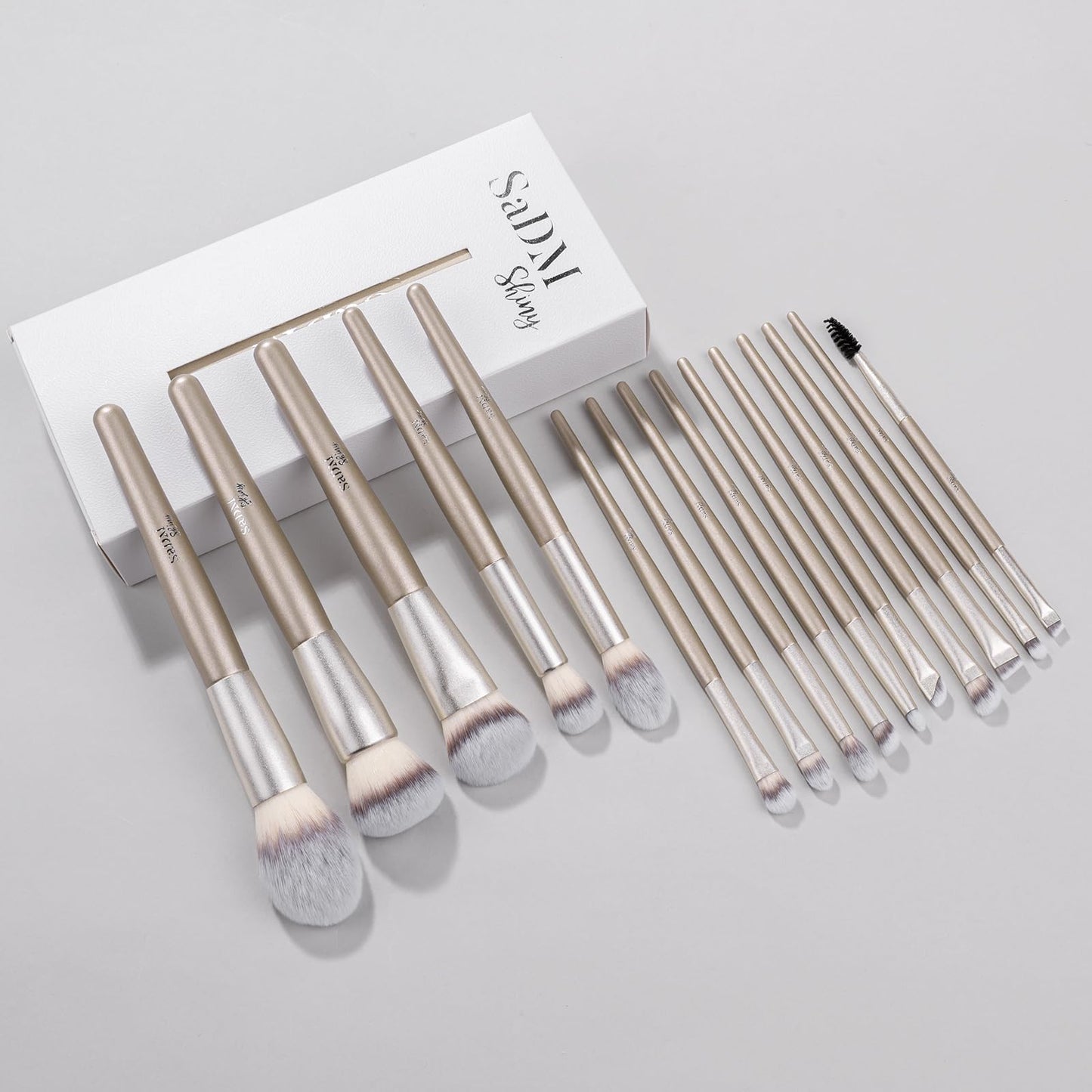 15 Pcs Makeup Brushes Set Vegan Foundation Concealers Blush Eyeshadow Eyeliner Powder Highlighter Blending Face Brush Set