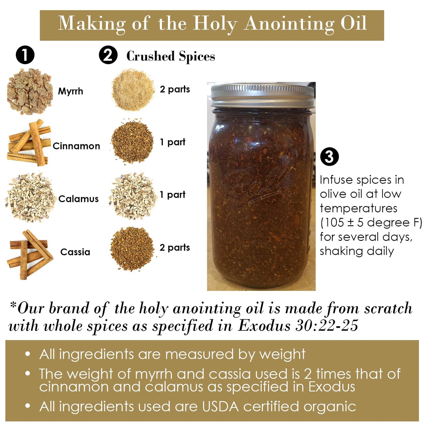 BIBLE N Beautyoils Exodus 30:22-25 Sacred and Holy Anointing Oil, Made From Scratch With Myrrh, Calamus, Cinnamon, Cassia, and Olive Oil Herbal Spices and Essential Oils for Healing Prayers - 1 fl oz