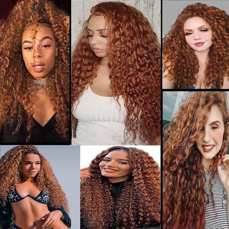 Deep Wave Human Hair Bundles Light Brown 16 18 20 Inch Color #30 Brown Bundles Human Hair Unprocessed Native Virgin Hair 100/PC 3 Extensions Wet and Wavy Human Hair Extensions for Women
