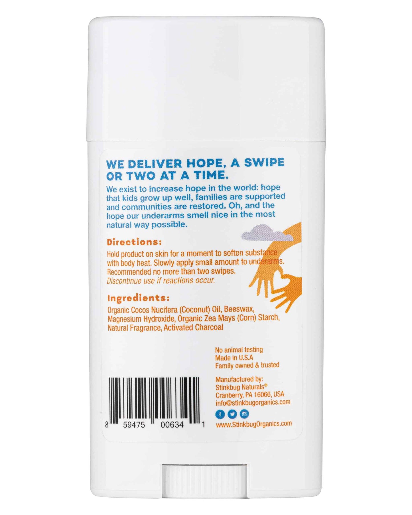 Natural Organic Sensitive Skin Deodorant Stick with Amber and Sage, Coconut Oil and Activated Charcoal, Aluminum Free Deodorant by Stinkbug Naturals, 2.1 Ounce Pack of 2