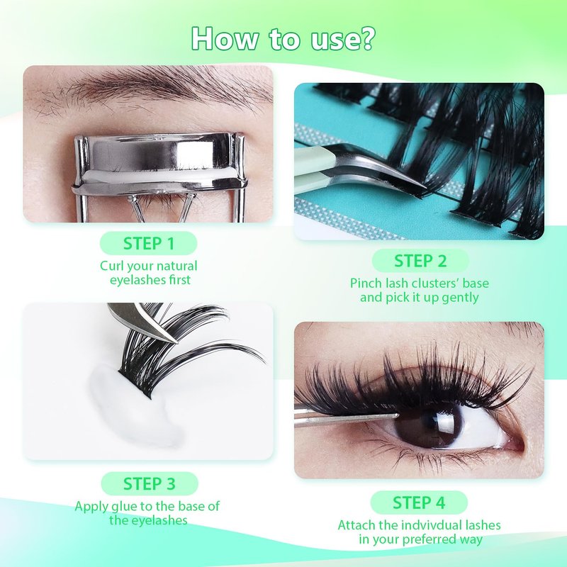 Large Tray- 10-20MM Available 120 Pcs D Curl Cluster Eyelashes Makeup Volume Eye Lashes Extensions Natural Long Wide Stem Individual False Eyelashes (14mm)