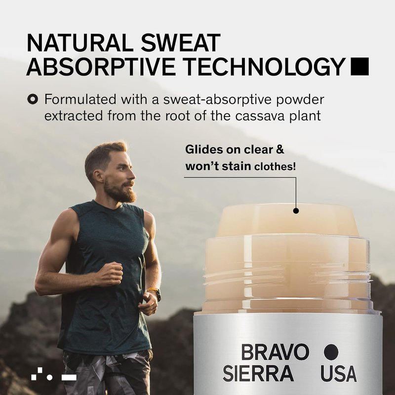 Bravo Sierra Aluminum-Free Deodorant for Men | Natural Ingredients for All-Day Odor & Sweat Protection - White Vetiver & Cedarwood, 3.2 oz