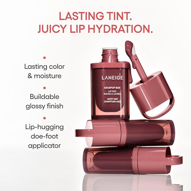 LANEIGE JuicePop Box Lip Tint - Long-Lasting Hydrating Color | Buildable Juicy Shine for Ultimate Comfort