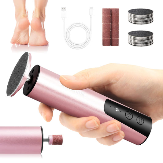 Electric Foot Callus Remover, 2 in 1 | 6 Speed Adjustable Foot File Nail Grinder with Sandpaper Disks, Professional Pedicure Tool for Feet Dead Skin, Self Care Gifts for Women Mom Lover Friends (Pink)