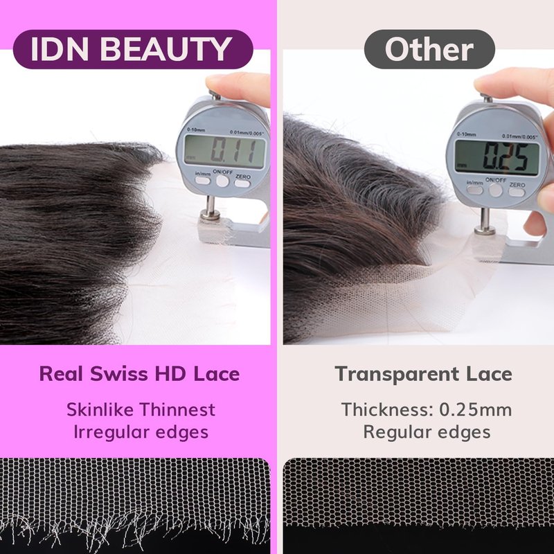 IDN BEAUTY SKINLIKE REAL HD 2x6 Lace Closure Human Hair Straight 14 Inch Bleached Single Knots HD Closure Ultra-thin 2x6 Lace Closure Virgin Human Hair 0.1 mm Pre Plucked Hairline Lace Closure