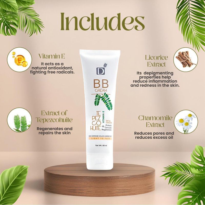 3-in-1 Sunscreen Moisturizer with SPF 50 - Protects, Corrects & Regenerates | Tepezcohuite, Vitamin E, Chamomile | Non-Comedogenic, Shine Control
