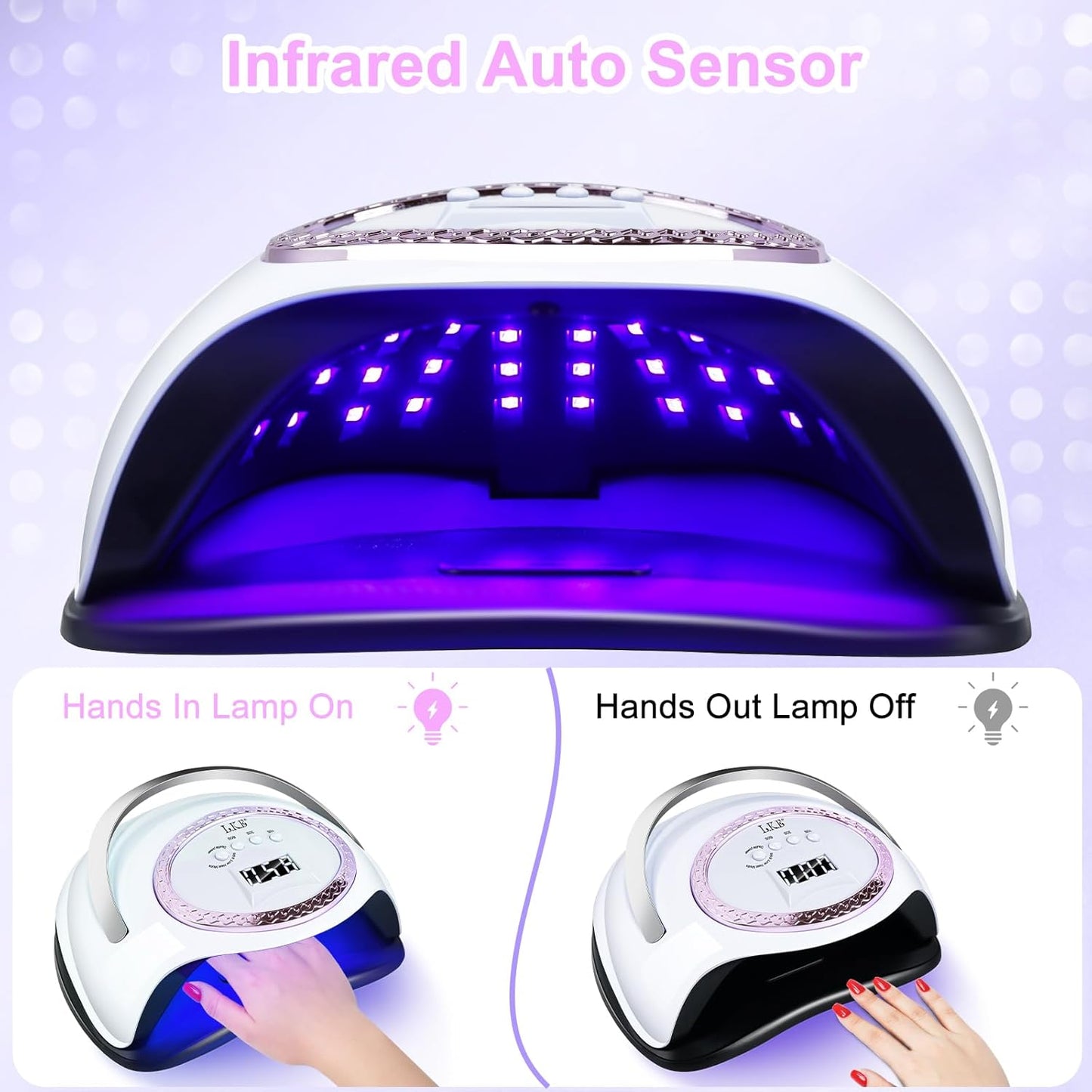 UV Nail Lamp - 72W LED Nail Dryer with 3 Timer Settings & LCD Touch Display | Perfect for Home & Salon Use - C-White