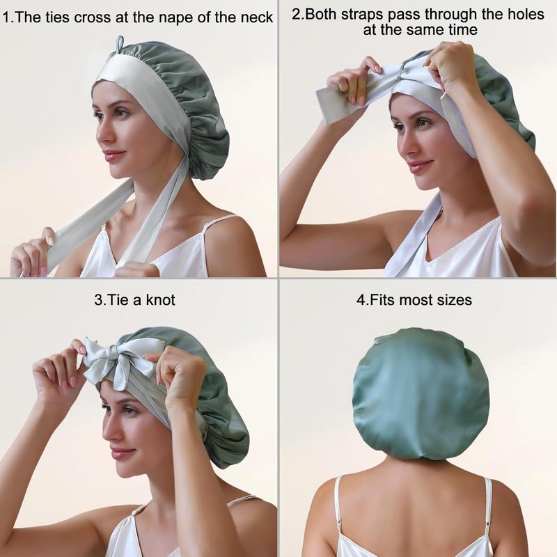 ZIMASILK 100% Mulberry Silk Bonnet for Women - Double Layer Hair Wrap with Tie Band | 1 Pack