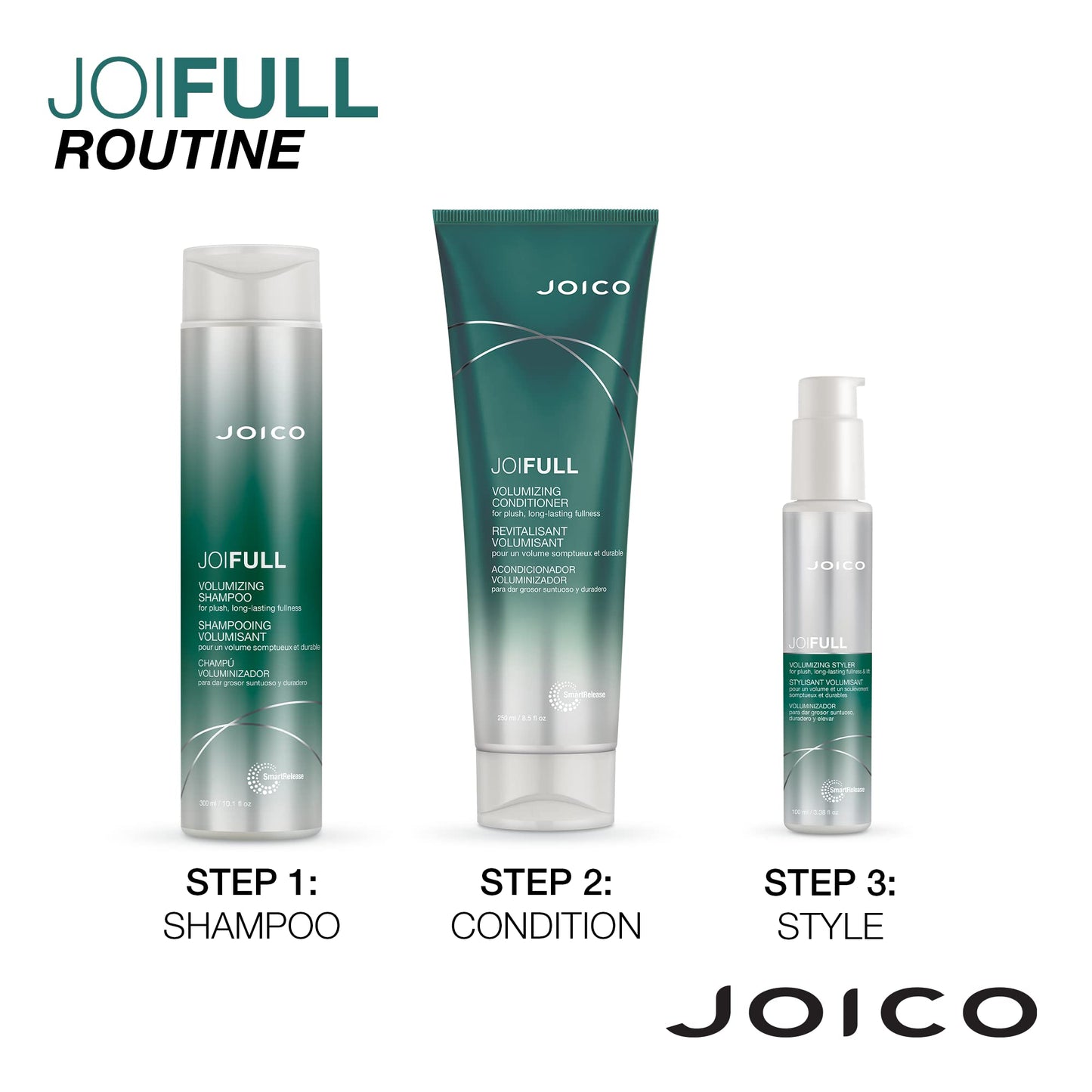 Joico JoiFULL Volumizing Shampoo & Conditioner Set | Plush & Long-Lasting Fullness | Boost Shine | For Fine/Thin Hair