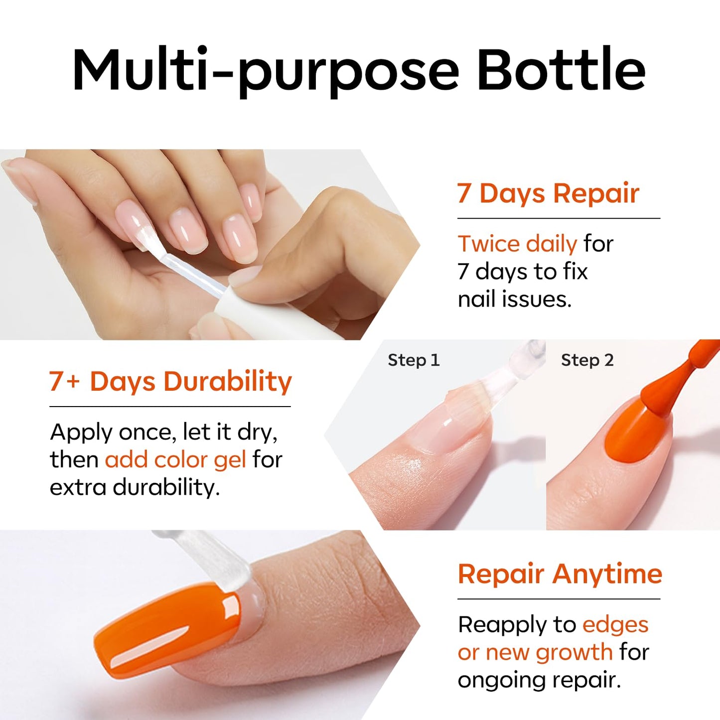 modelones Gel Nail Strengthener and Growth Scented Nail Repair for Damaged Nails Hardener Extra Strong and Growth 3-in-1 Repair Mode Gifts for WomenGel Nail Kit for Beginner