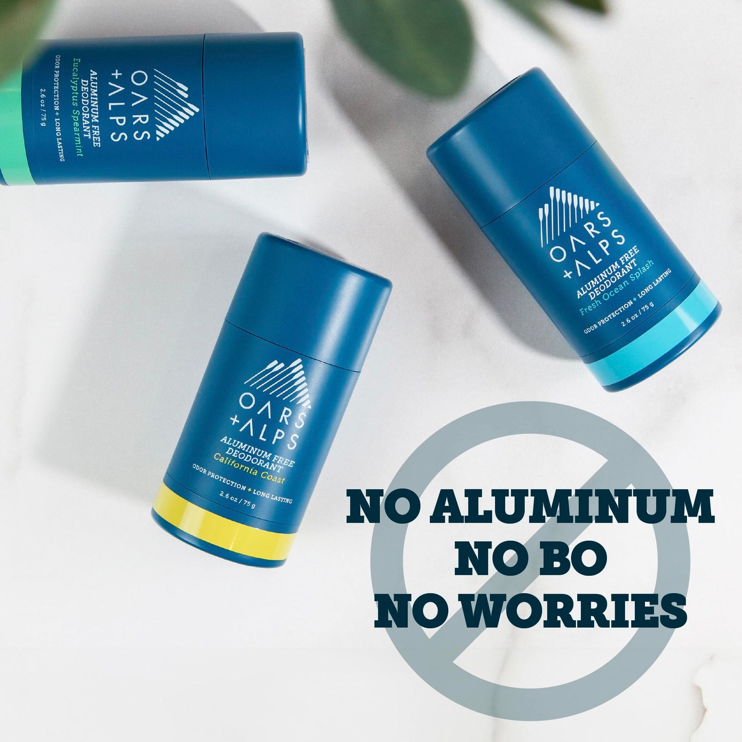 Oars + Alps Aluminum Free Deodorant for Men | Long Lasting Odor Protection, Clear & Free of White Residue, Anti-Chafing Smooth Glide, Dermatologist Tested, Variety Pack 3pk, 2.6oz