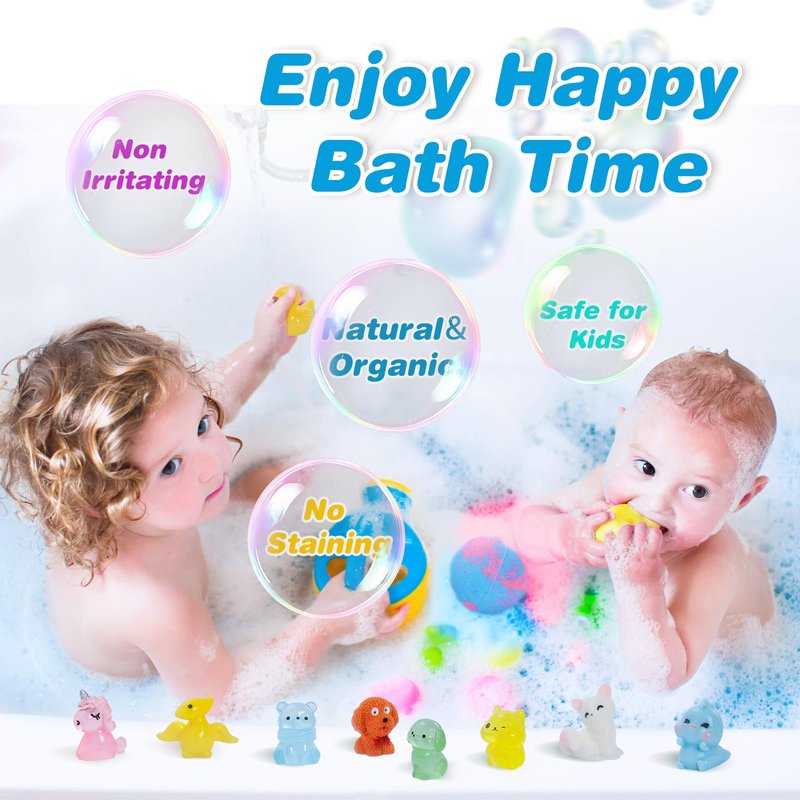 Bath Bombs for Kids with Surprise Toys Inside, 20 Pack Easter Bath Bombs Gift Set for Girls Boys, Handmade Bubble Bath Fizzy Balls Ball for Easter Basket Stuffers, Birthday