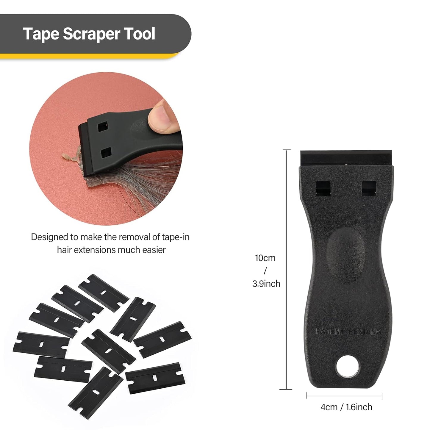 Tape In Hair Extensions Tool Kit - Stainless Steel Sealing Clamp, Remover & Clips | Black