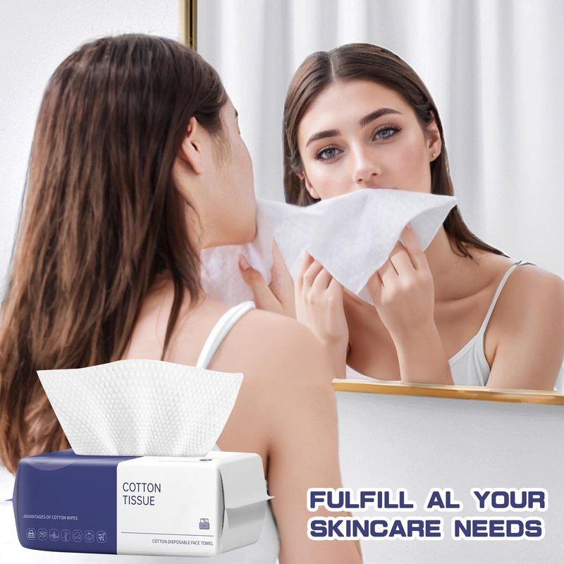 Disposable Face Towel, 400 Count Face Towels, for Washing Soft Cotton Dry Wipes Facial Cloths Towelettes for Washing and Drying, Facial Tissue for Cleansing, Skincare and Makeup Remover