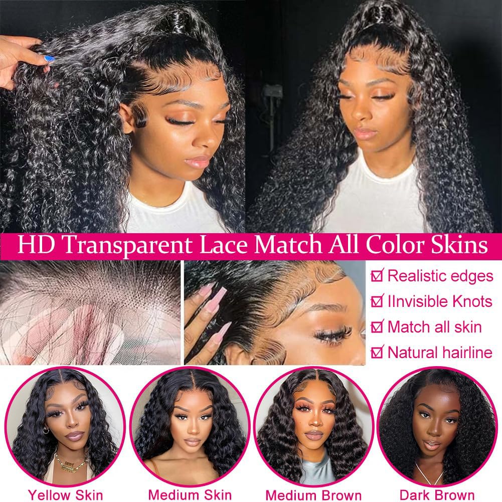 4x4 Lace Closure Human Hair 20 Inch Deep Wave Closure Pre Plucked with Babyhair Free Part Transparent Lace Closure 100% Unprocessed Brazilian Virgin Human Hair Closure Natural Black