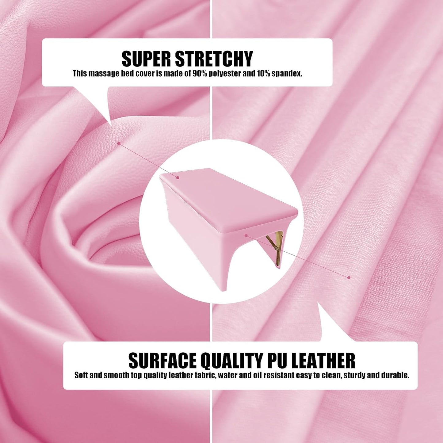 Pink Lash Bed Cover - 6FT Vinyl Massage Table Protector | Silky, Waterproof & Durable Spa Bed Cover for Estheticians