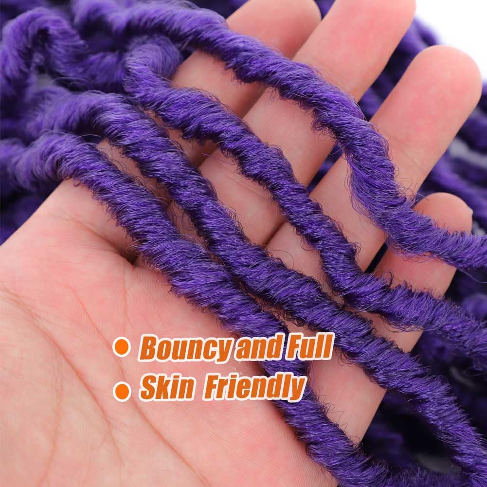 Purple Soft Locs Crochet Hair - 18 Inch Faux Locs Pre-Looped Knotless Braids for Natural Curly Styles