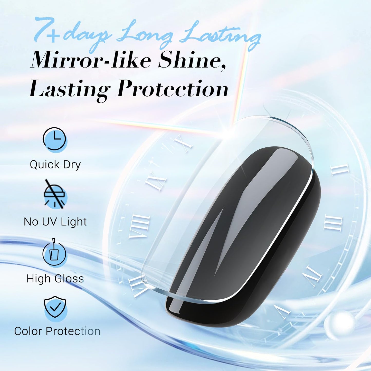 AZUREBEAUTY Top Coat Nail Polish Clear, Quick Dry, Long Lasting, Glossy Shine, Air Dry Formula, Smooth Finish, Natural Nail Lacquer for Manicure & Nail Art, Salon-Quality