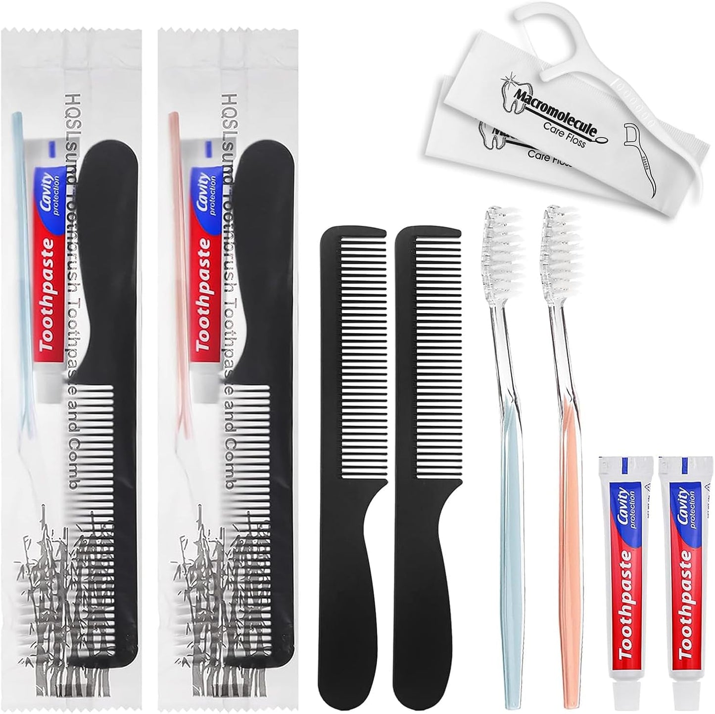 Disposable Toothbrushes & Dental Floss Picks Bundle - 50 Toothbrushes + 150 Floss Picks | Individually Wrapped