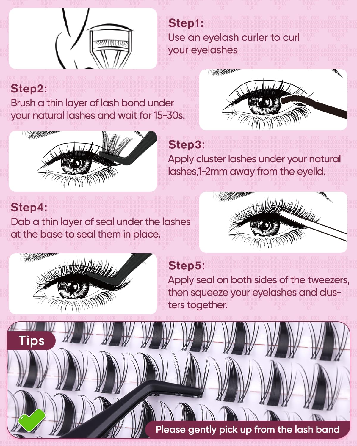 OKAYLOVE Manga Lash Clusters, LIRA 8mm Natural Anime Eyelash Clusters with Spikes, 80pcs CC Curl Fairy Individual Lashes Clear Band Wispy Cluster Eyelashes Extensions for Party, Cosplay