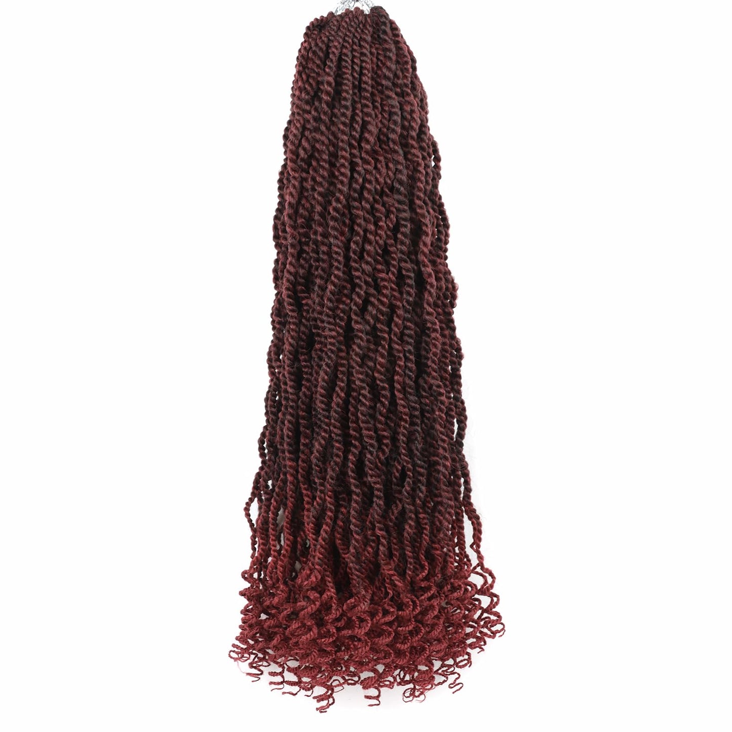 Burgundy Senegalese Twist Crochet Hair for Black Women 24 Inch 8 Packs Pre Looped Kinky Twists Crochet Braids with Curly Ends Short 2 Strand Rope Twists (Tbug)