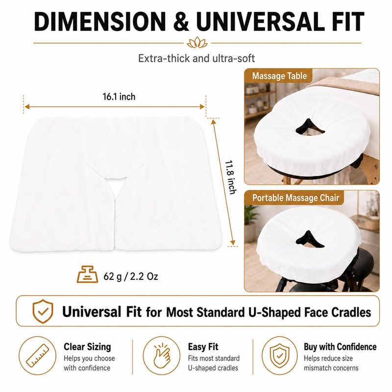 Fuveuua 100PCS Disposable Face Cradle Covers Soft & Heavy Microfiber Massage Chair Cover Ultra Soft Non-Sticking Massage Headrest Covers for Massage Tables & Massage Chairs Latex-Free