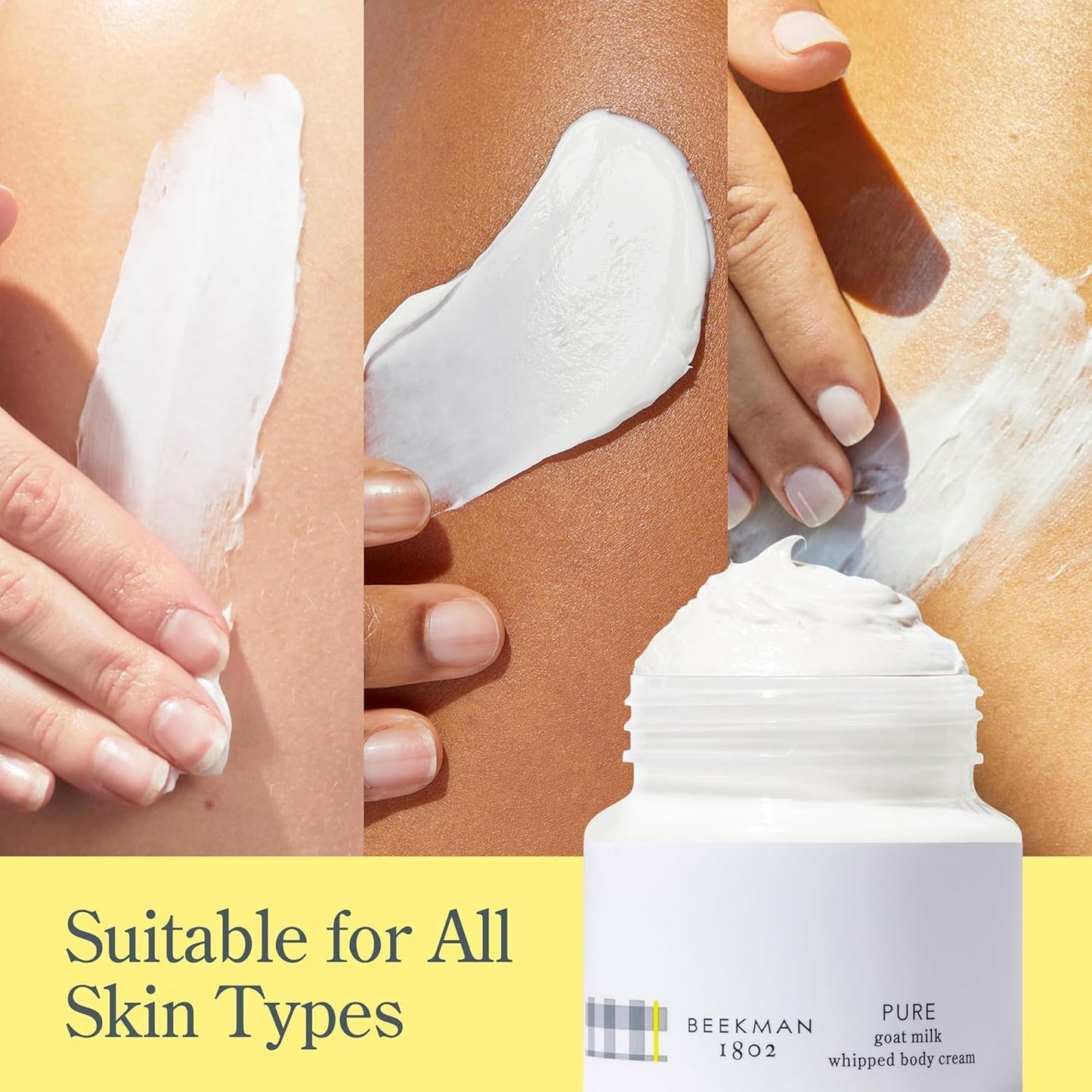 Beekman 1802 Whipped Body Cream – Rich Body Butter & Moisturizing Body Cream, Goat Milk Lotion, Shea Butter & Vitamin E, Hydrating Body Moisturizer for Dry Skin - Pure 8 oz