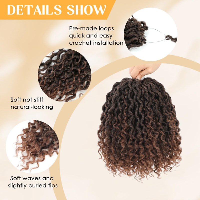 Callia Faux Locs Crochet Hair 18 Inch 8 Packs Goddess Locs Crochet Hair for Black Women Pre Looped Crochet Faux Locs with Curly Ends T1B/30/27
