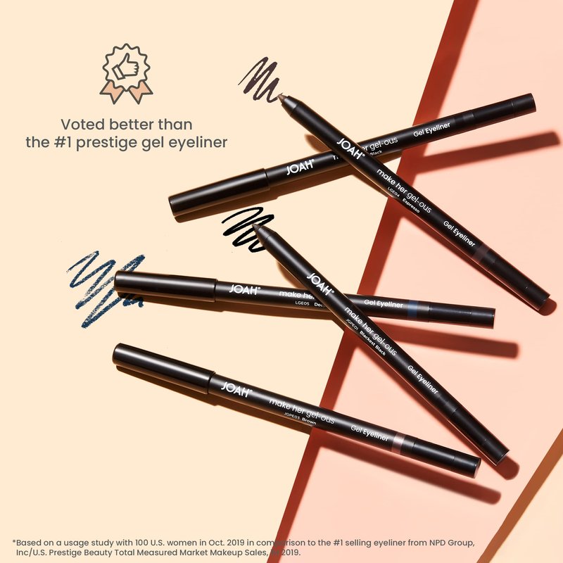 JOAH Make Her Gel-ous Gel Eyeliner with Self-Sharpening Pencil, Waterproof & Long-Lasting Intense Color Definition & Finish, Creamy No-Tug Formula - Deep Blue
