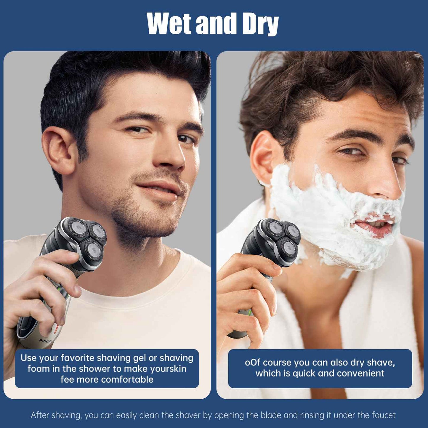 HQ8 Replacement Heads Compatible with Philips Norelco Aquatec Electric Shaver Razors, Fits Philips PT720,PT730,AT880,AT830,AT810,AT815,Upgrade HQ8 Replacement Blades, 6PCS Blades with 1PC Brush