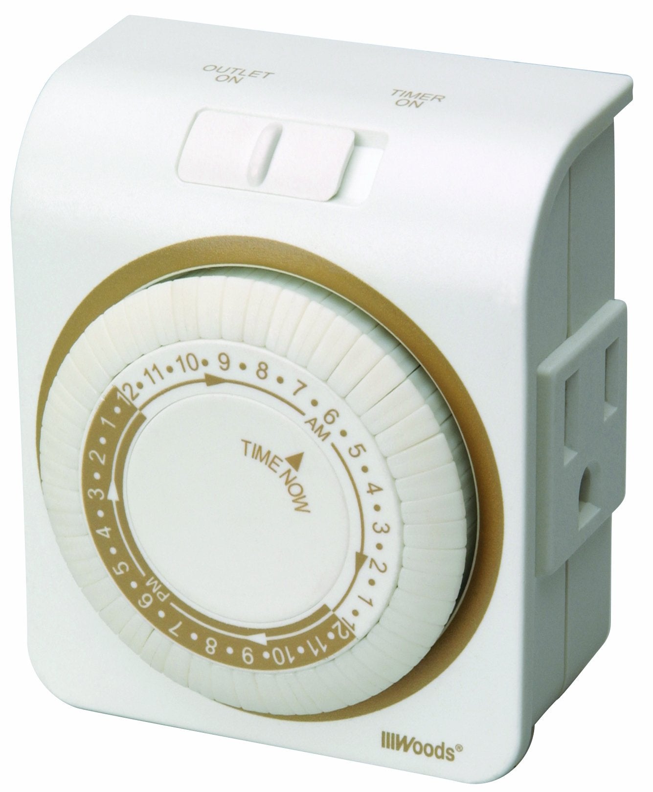 Woods 50001WD Indoor 24-Hour Heavy Duty Plug-In Mechanical Timer; 1 Grounded Outlet