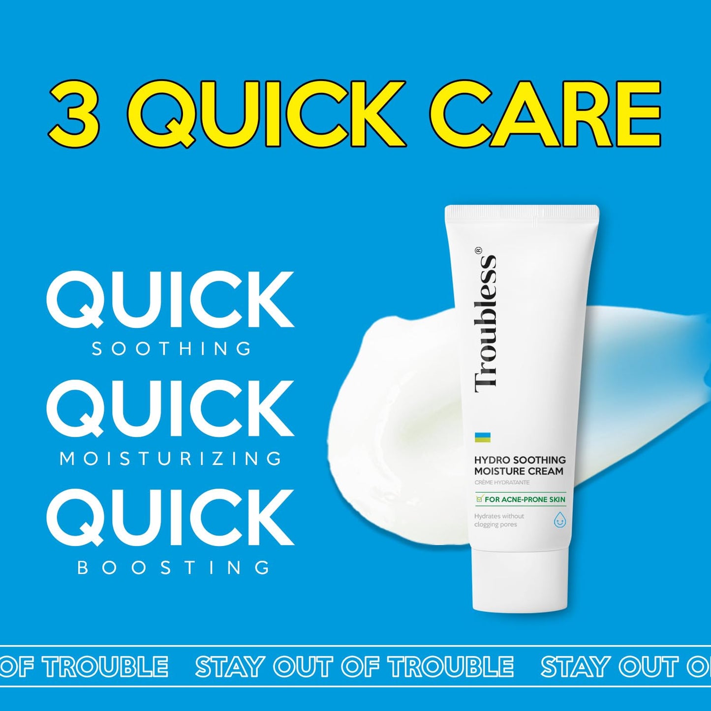 Troubless Hydro Soothing Moisture Cream - Deep Hydration & Skin Barrier Cream for Face w/ 10,000 ppm Panthenol & Tea Tree 4-Terpineol - Soothing & Non-Greasy Face Moisturizer (2.36 fl oz)