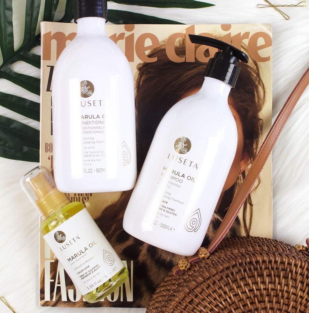 Luseta Marula Oil Shampoo & Conditioner Set - Moisturizing for Frizz Control & Split End Repair | 2 x 16 Fl Oz