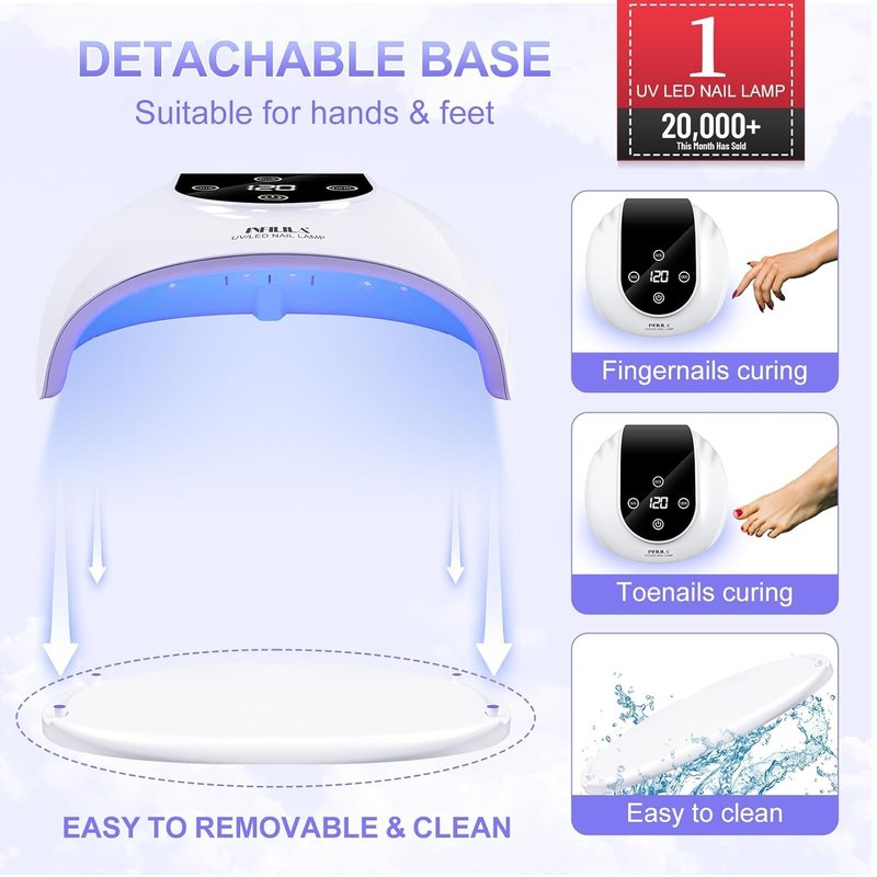 NXJ INFILILA UV Nail Lamp, 268W Faster UV LED Nail Lamp Dryer for Gel Polish, Professional Gel Light with 4 Timers and Automatic Sensor for Hands & Feet for Home Salon (Large)
