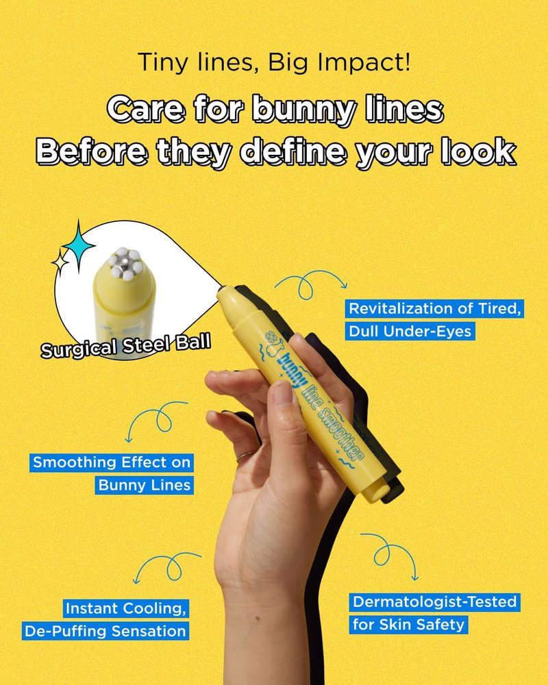 CHASIN' RABBITS Bunny Line Smoother Eye Cream Roller, 0.5 Fl Oz, Eye Serum with Surgical Steel Cooling Stick, Under Eye, Vegan, Korean Skincare