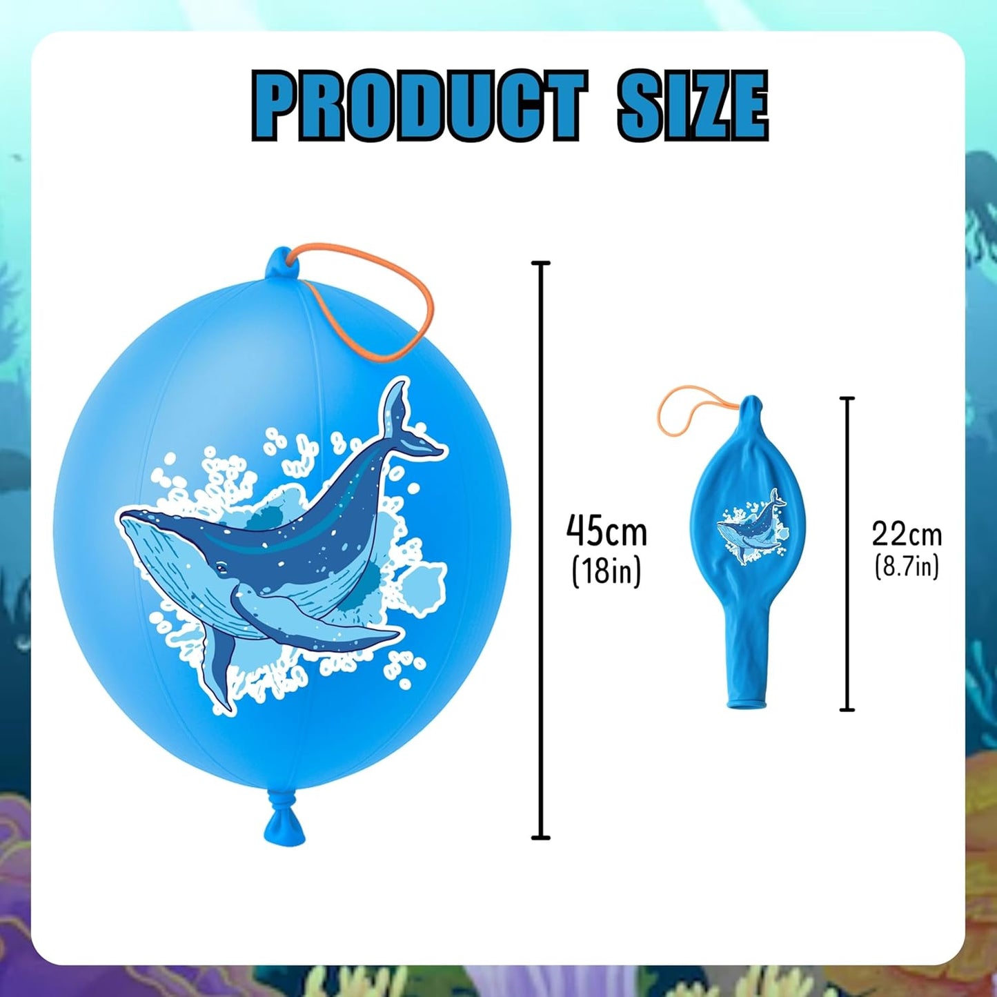 Ocean Party Favors for Kids - 72 PCS with 48 Pre-Cut Temporary Tattoos & 24 Punch Balloons | Birthday Decorations & Goodie Bag Fillers