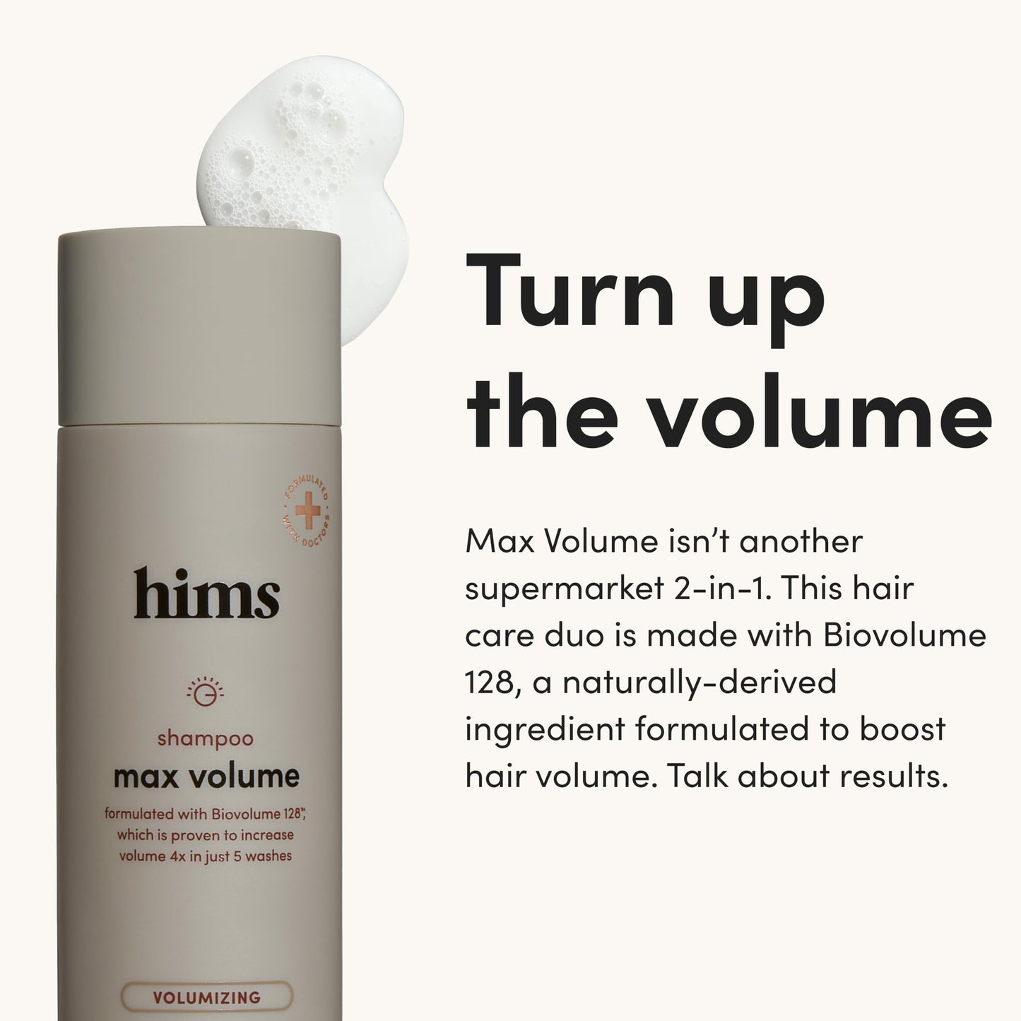 hims Max Volume Shampoo & Conditioner Set - Biovolume 128, Biotin, & Argan Oil - Root Lift & Moisturizing for Fine Hair - Sulfate-Free, Paraben-Free, Vegan - Citrus Spice Scent - 6.4 Fl Oz Each
