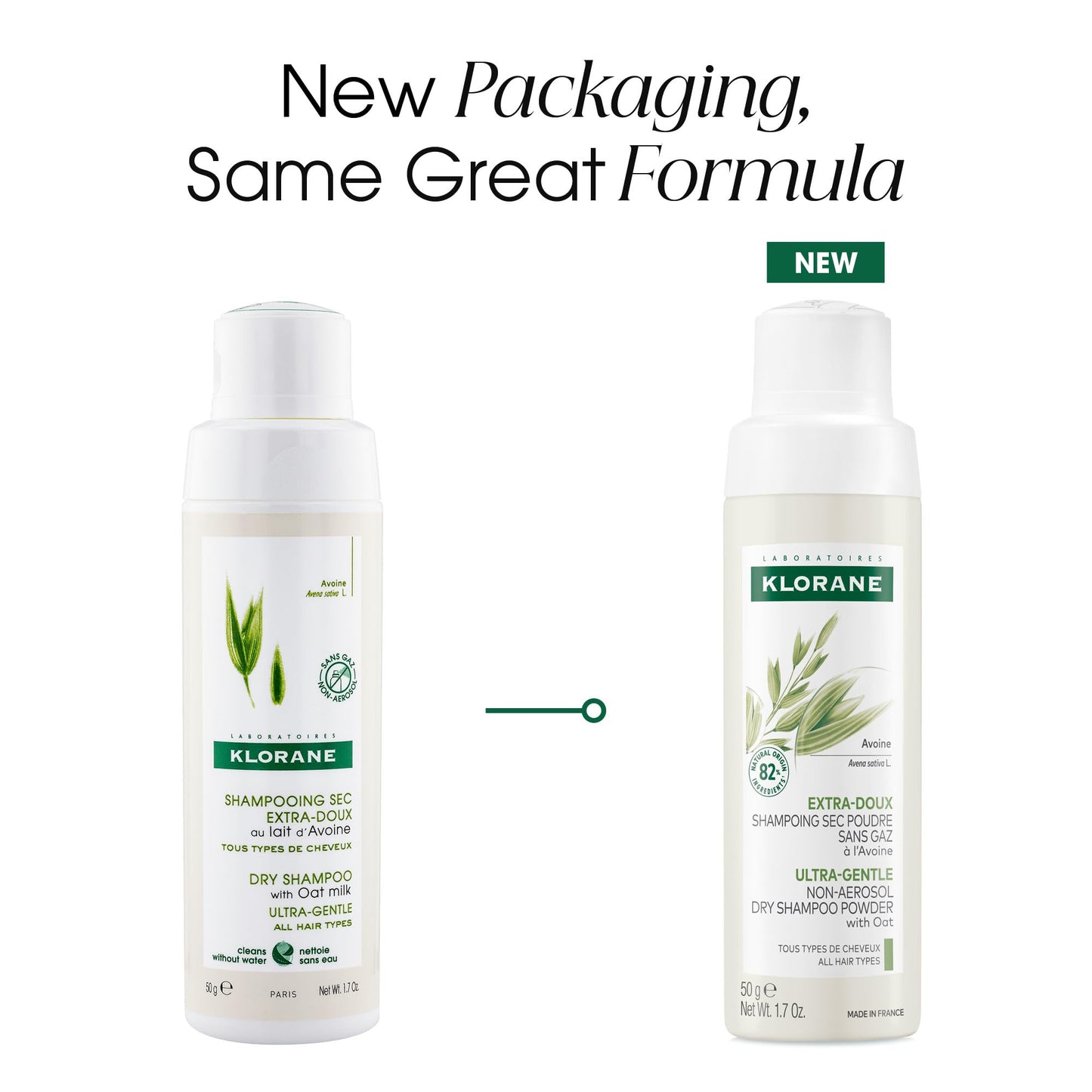 Klorane Dry Shampoo with Oat Milk - Eco-Friendly Non-Aerosol Formula - Vegan & Dermatologist Tested - Ultra-Gentle Powder Formula with Plant-Based Ingredients - Fully Recyclable Bottle - 1.7 oz.