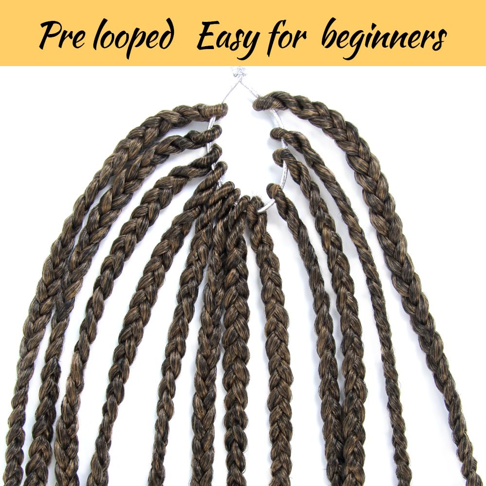 SECPOCPONY Long Boho Curl Box Braids Crochet Hair, 30 Inch, 8 Packs, T27